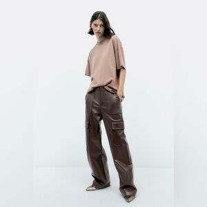 Zara Faux Leather Cargo Pants